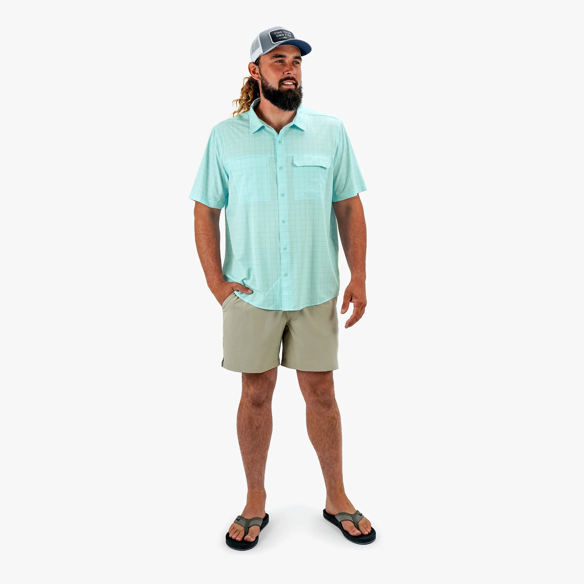 Air-O Mesh Printed SS Button Down Shirt - Image 12