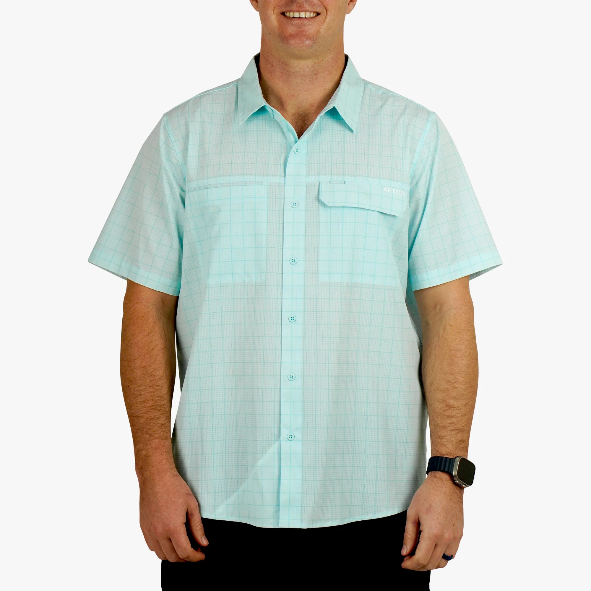 Air-O Mesh Printed SS Button Down Shirt - Image 7