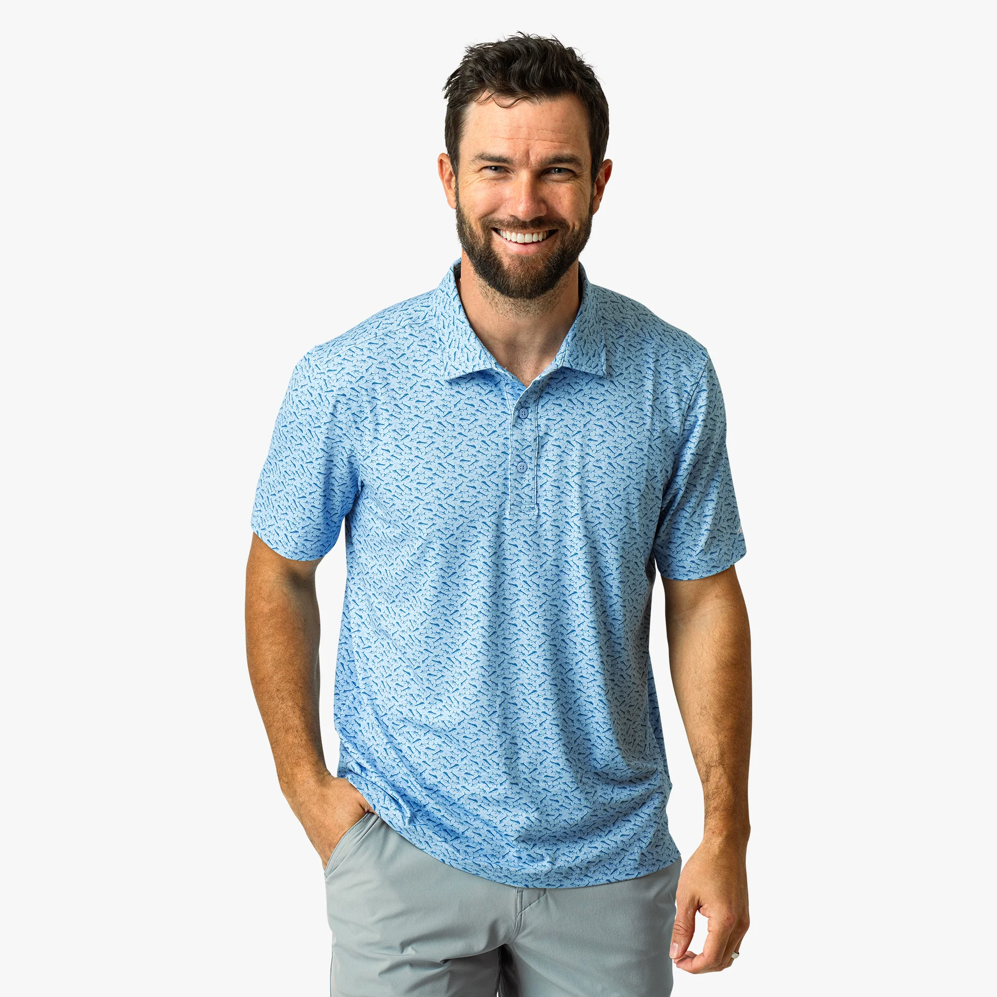 Boatbar Printed Performance Polo Shirt | Dusk - Image 2