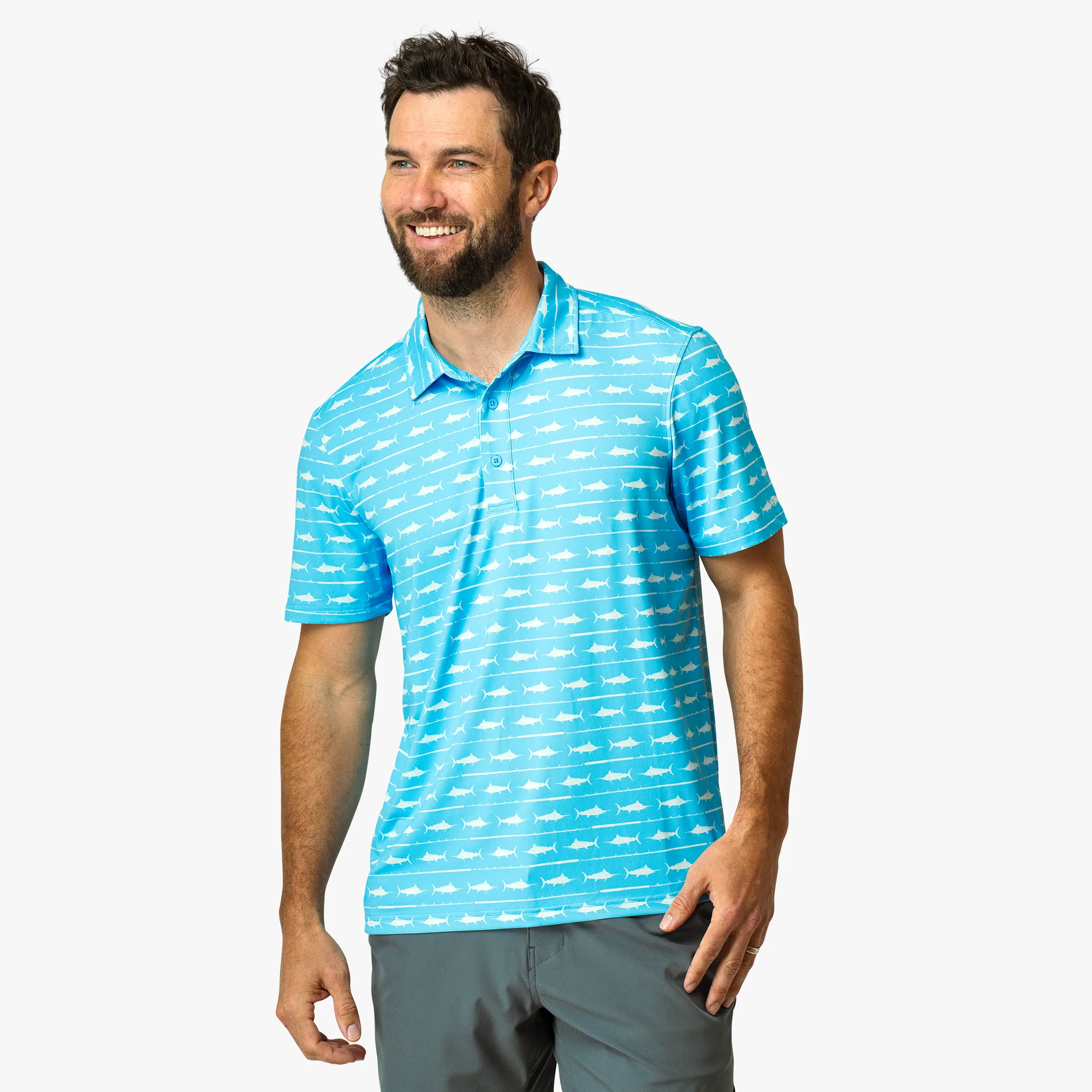 Boatbar Printed Performance Polo Shirt | Quiet Tide - Image 3