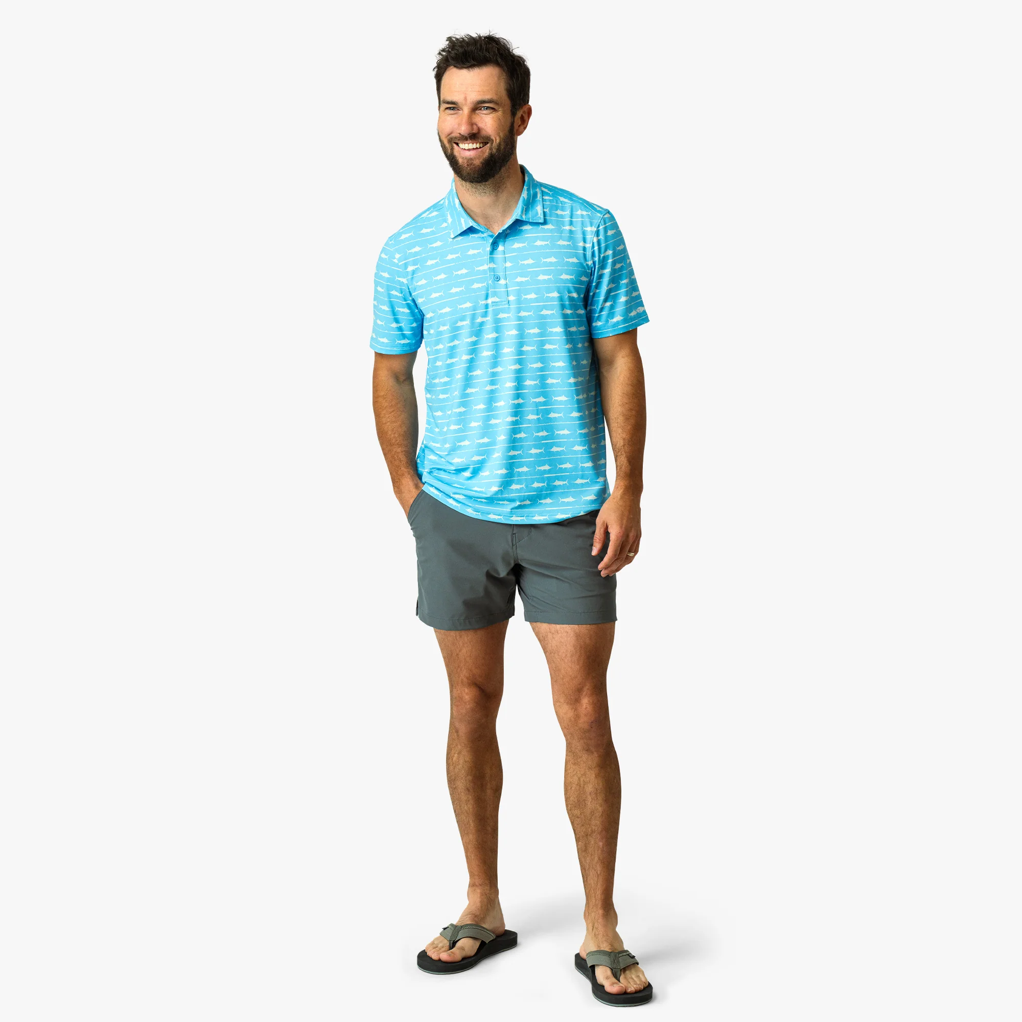 Boatbar Printed Performance Polo Shirt | Quiet Tide - Image 5