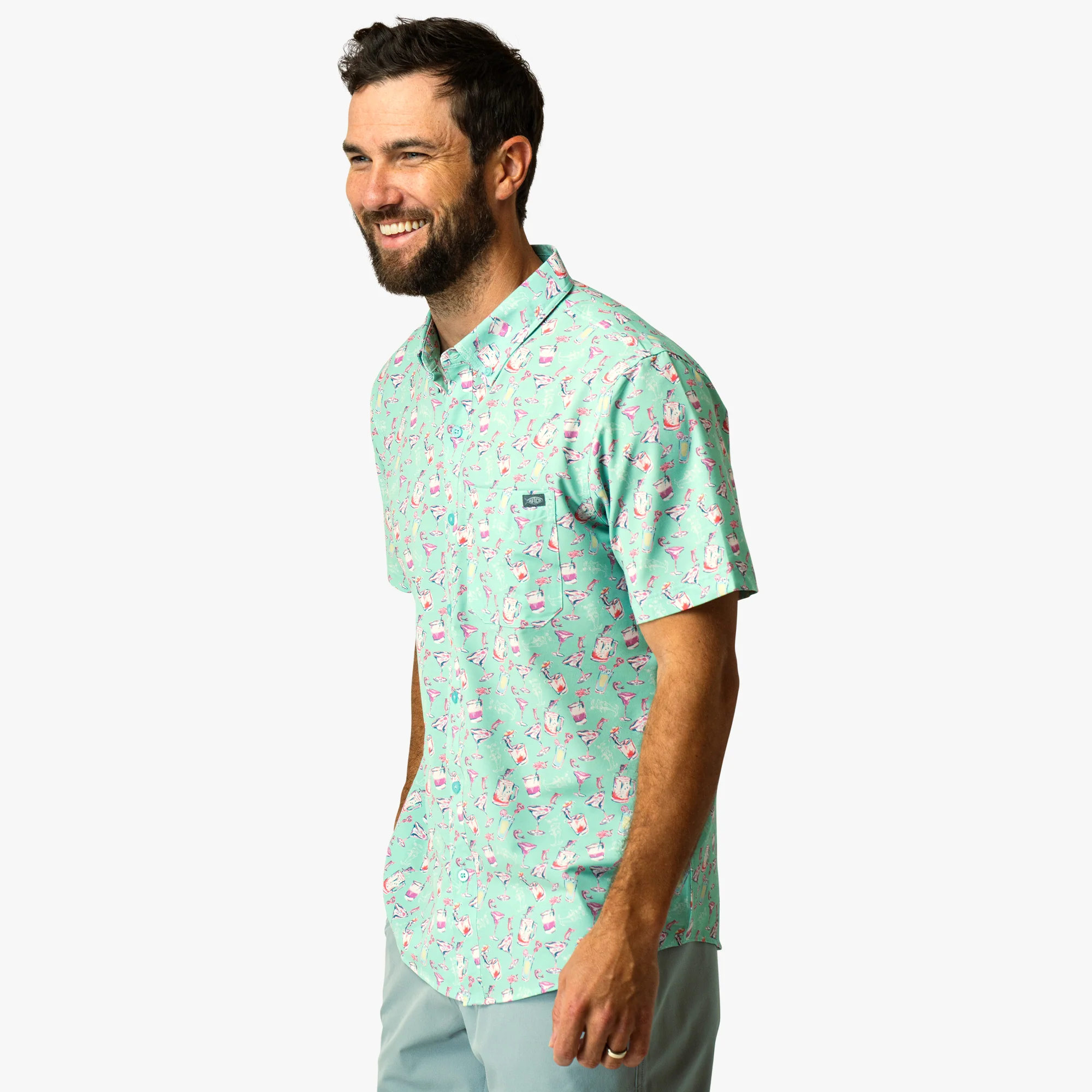 Boatbar SS Button Down Shirt | Aqua Glass - Image 3