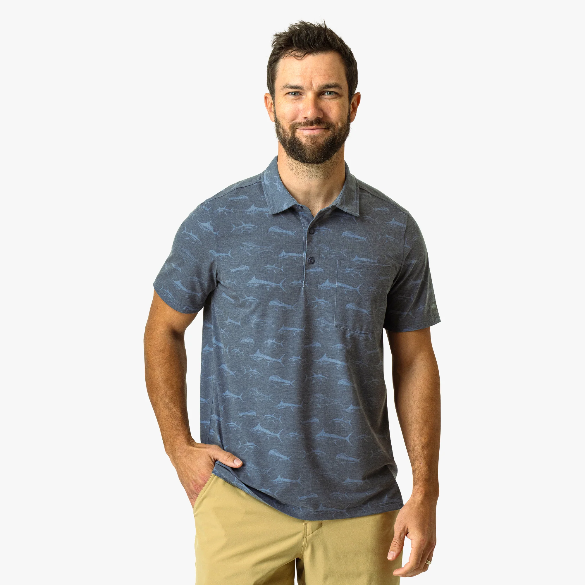 Qualifier Printed Performance Polo Shirt | Ink - Image 2