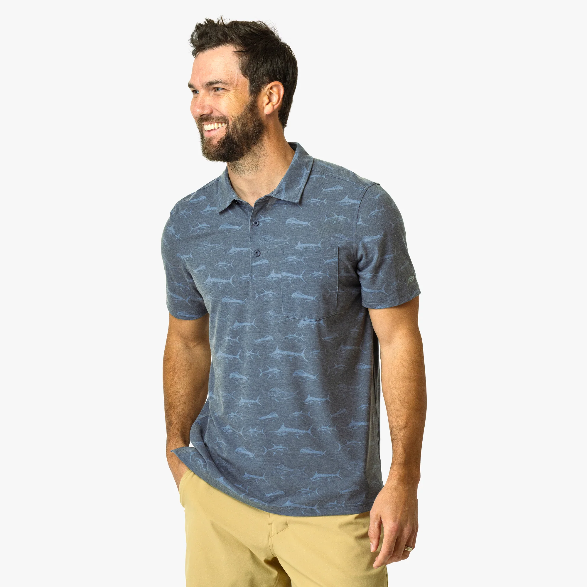 Qualifier Printed Performance Polo Shirt | Ink - Image 3