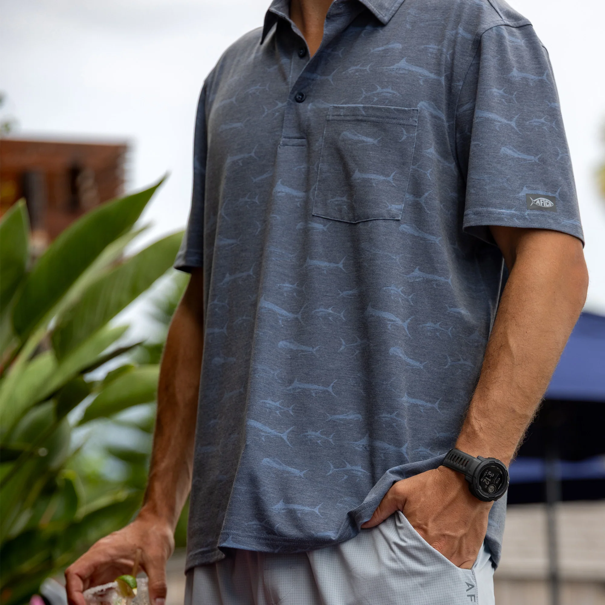 Qualifier Printed Performance Polo Shirt | Ink - Image 5