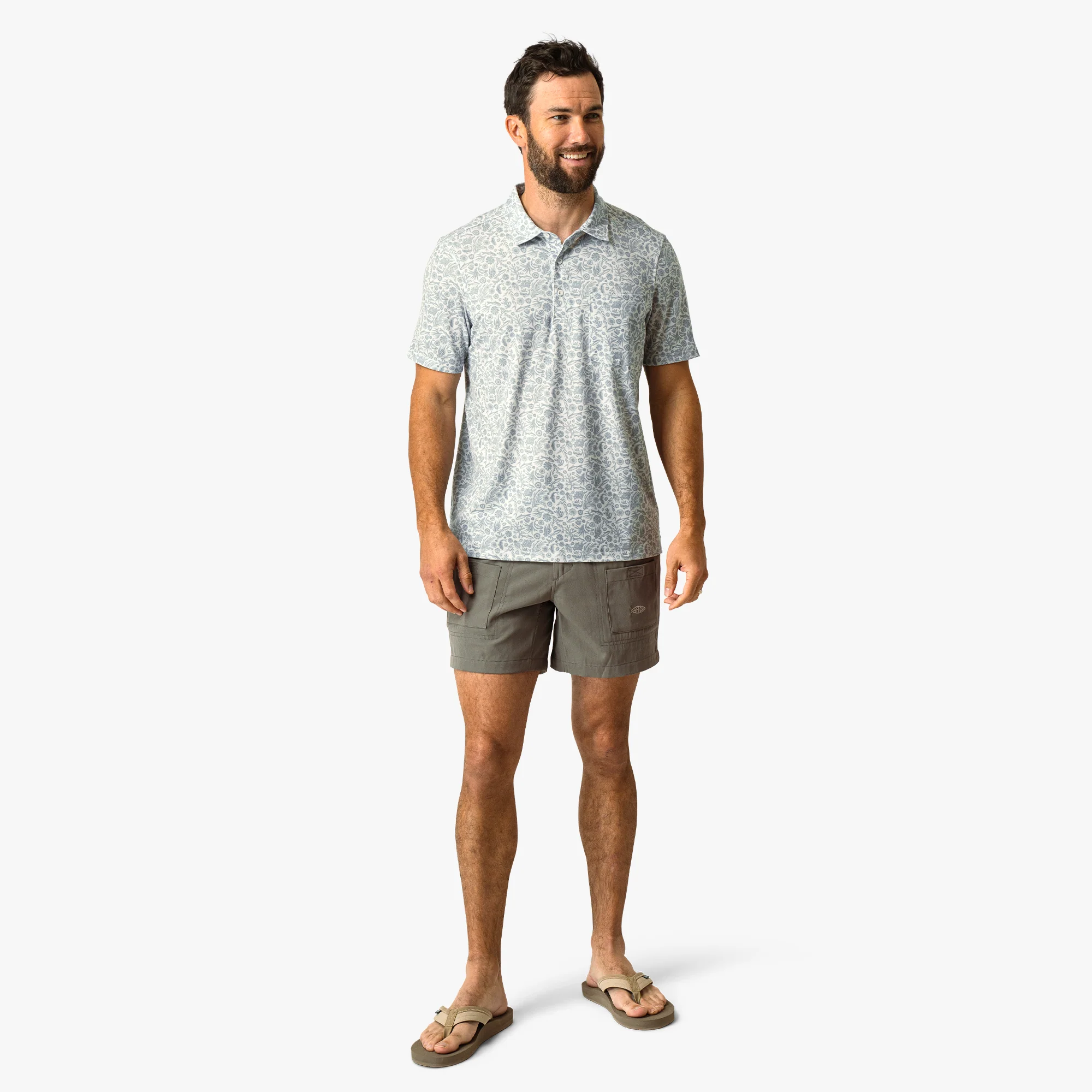 Qualifier Printed Performance Polo Shirt | Oyster Gray - Image 5