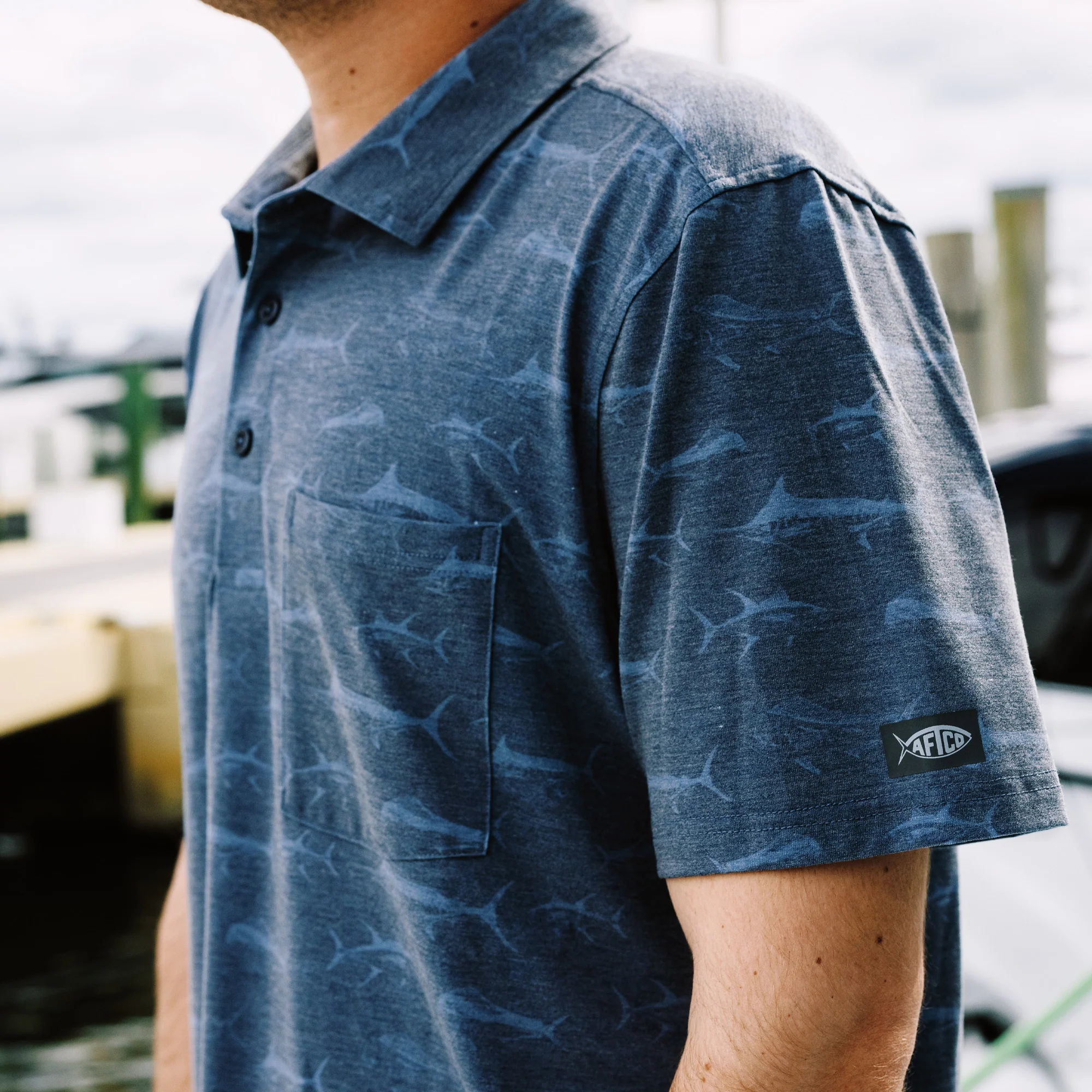 Qualifier Printed Performance Polo Shirt | Quiet Tide - Image 8