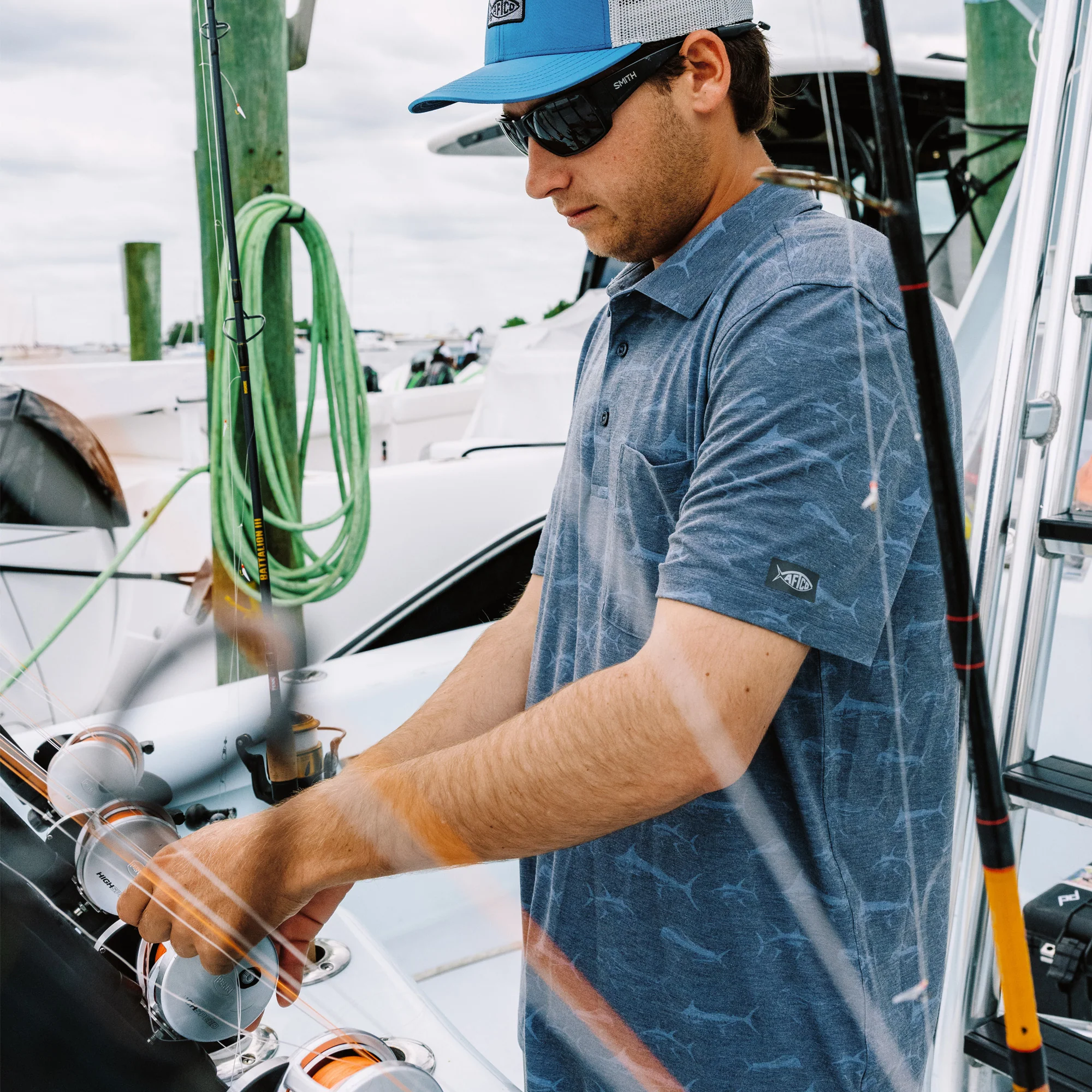 Qualifier Printed Performance Polo Shirt | Quiet Tide - Image 9