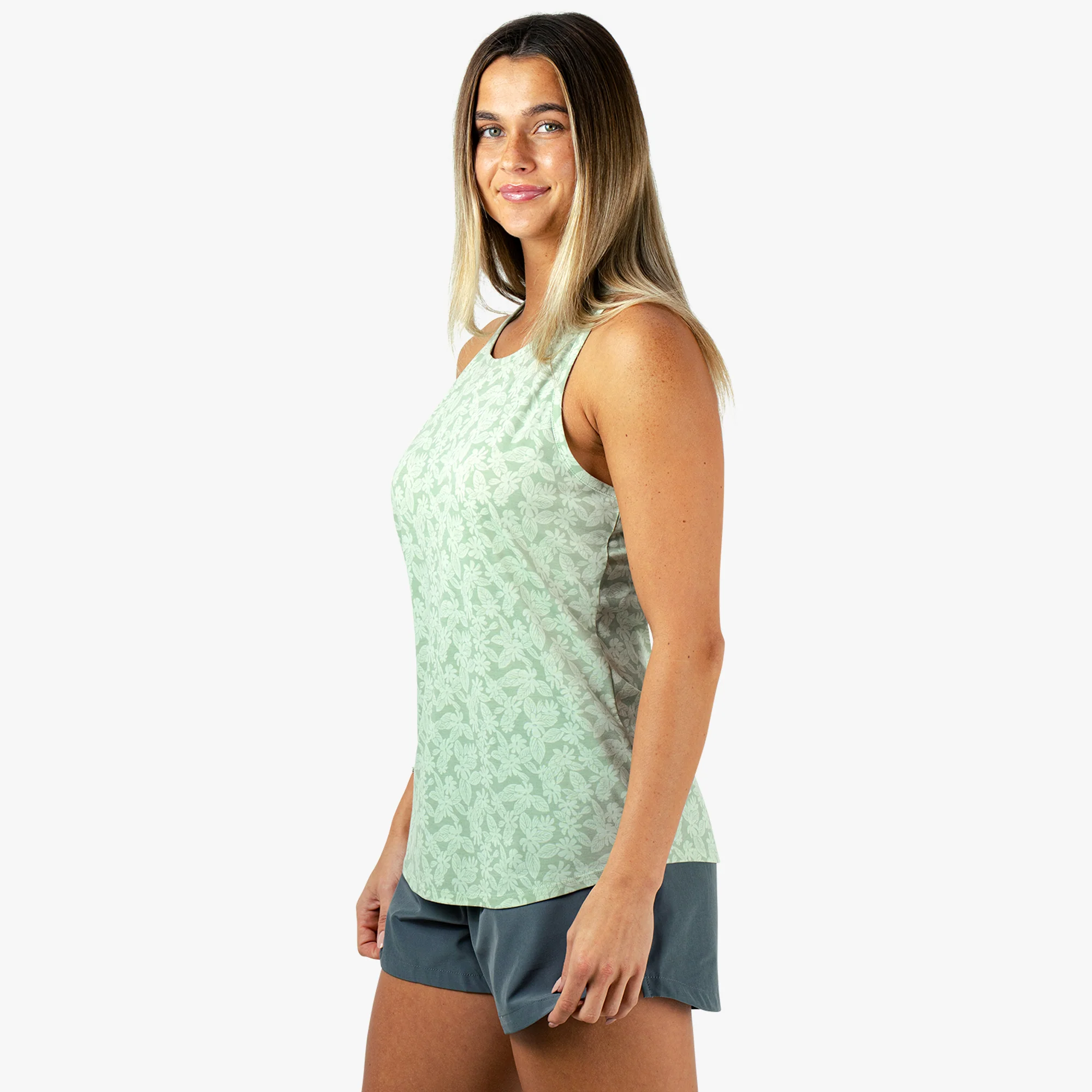 Women's Ocean Bound Printed Performance Tank | Bay Leaf - Image 3