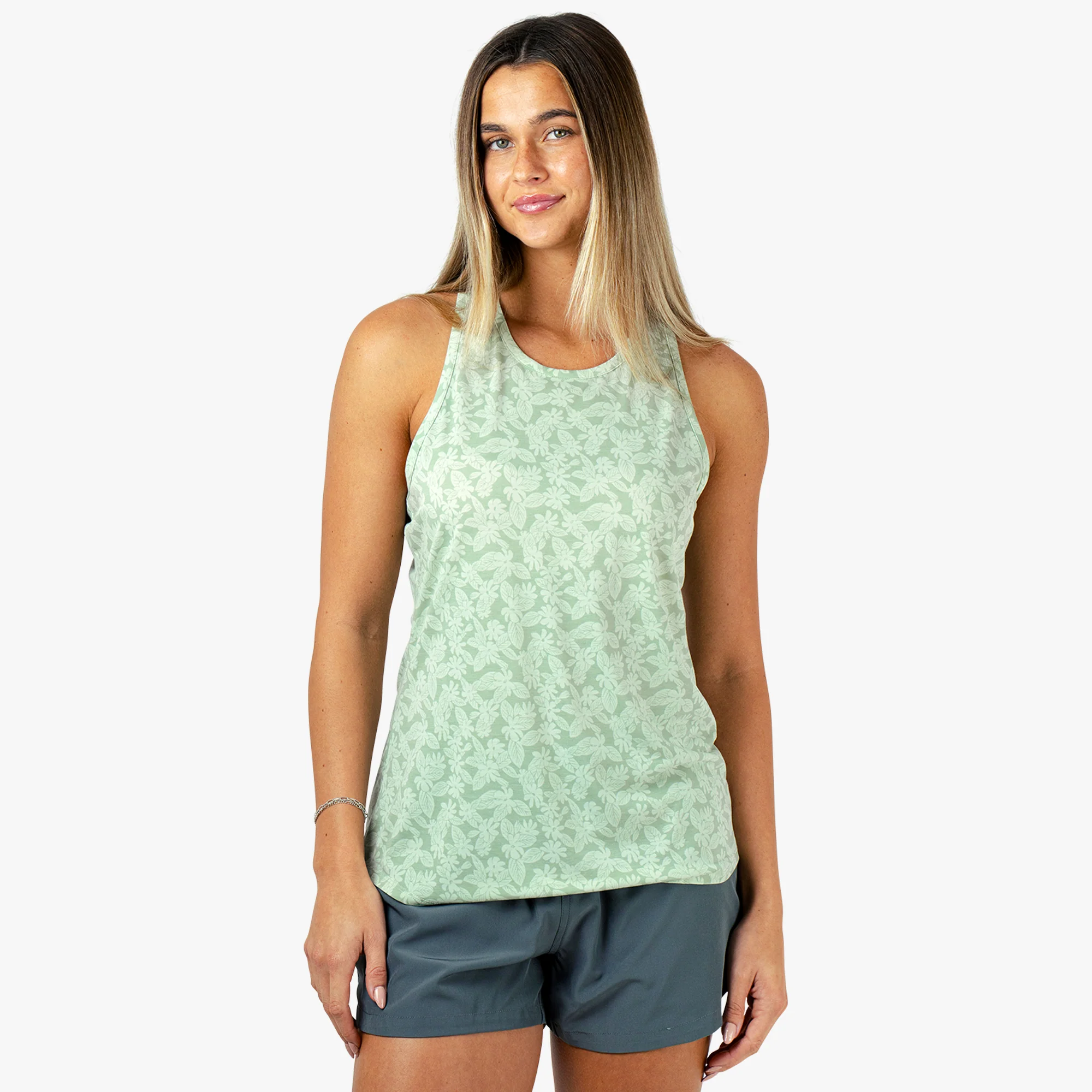 Women's Ocean Bound Printed Performance Tank | Bay Leaf - Image 4